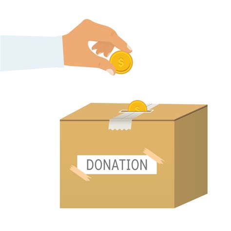 Caja De Donación Con Vector De Moneda De Oro Hombre Dando Caridad A
