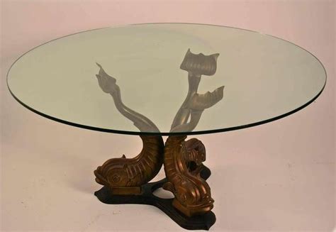 Brass Base Glass Top Dolphin Table At 1stdibs