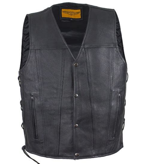 Mens Cowhide Leather Vest With Concealed Gun Pockets Mlsv Leather