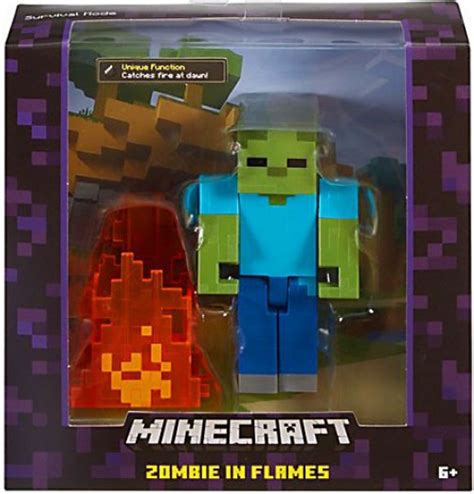 Minecraft Survival Mode Zombie In Flames 5 Action Figure Mattel Toys