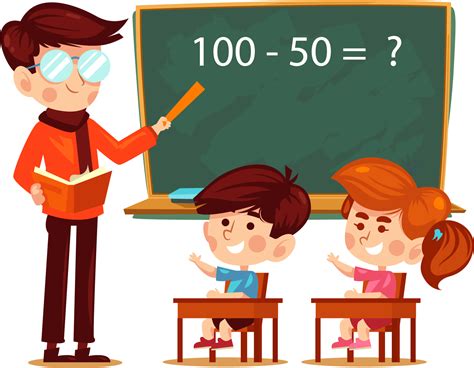 A Teacher And A Student Clipart Students In Classroom Cartoon Png