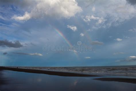 Great Rainbow On The Edge Of The Sea The Light Is Broken By The Action