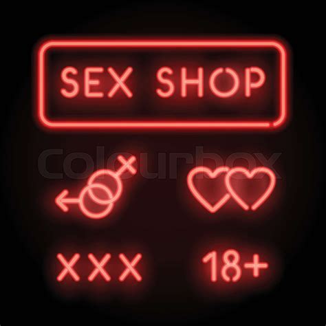 Sex Shop Neon Vector Red Signs Adult Store Stock Vector Colourbox