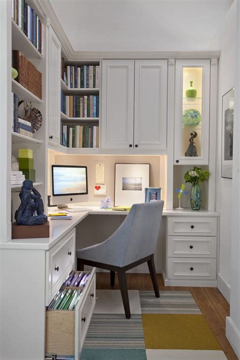 Learn how to take your small bedroom to the next level with design, decor, and layout inspiration. Built in home office traditional with file cabinet corner ...