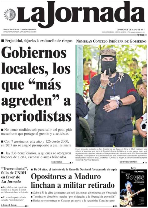Periódico La Jornada México Periódicos de México Edición de domingo