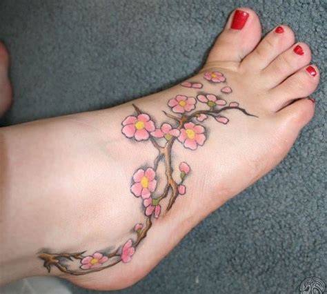 Chinese Cherry Blossom Tattoo On Leg Tattooimagesbiz