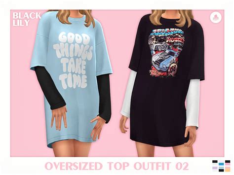 The Sims Resource Oversized Top Outfit 02