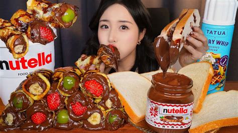 일년치 당충전 완료🍫 누텔라 초콜릿 과일 크레페 And 식빵 찍먹 먹방 Asmr Mukbang Koreanㅣdessert Nutella Chocolate Crepe Youtube