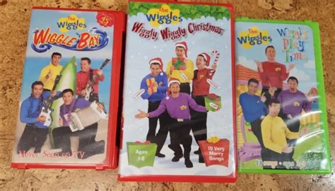 The Wiggles 3 Vhs Lot Wiggly Wiggly Christmas Wiggle Bay Wiggly Play