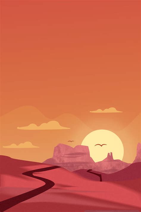 Vector Hand Drawn Cartoon Desert Scenery Background Hand Painted