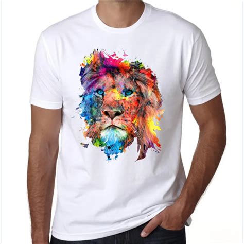 T Shirt Psychedelic Art T Shirt Black Men Women Lion T Shirt Fashion