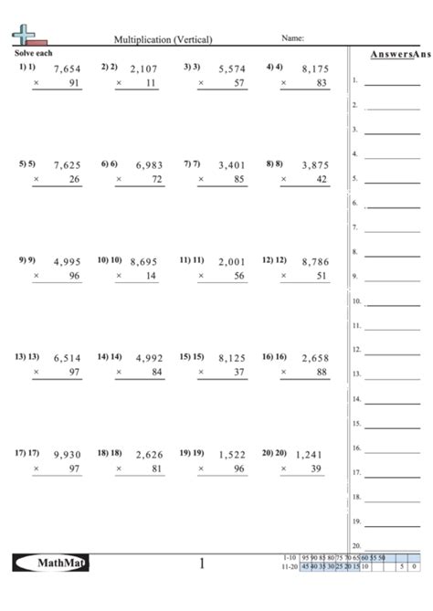 These calculus worksheets are perfect for teachers, homeschoolers, moms, dads, and students the calculus worksheets are randomly created and will never repeat so you have an endless. Multiplication (Vertical) - Math Worksheet With Answer Key printable pdf download