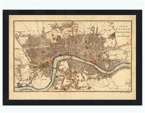 Old Map Of London England United Kingdom 1807 This Is A Reprodution Of