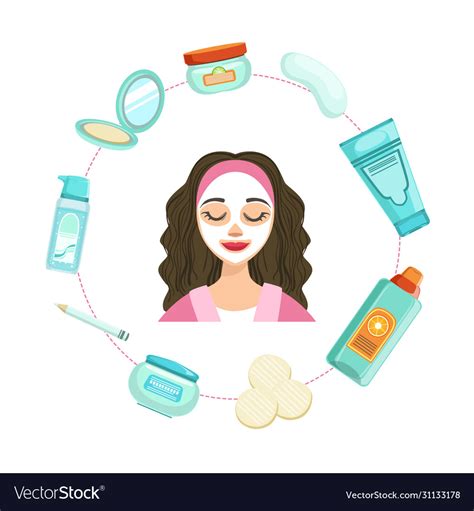 Young Beautiful Woman With Facial Skincare Vector Image