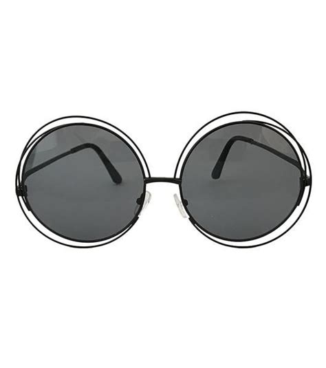 Large Round Frame Sunglasses Black Lenses And Black Frame Multi Wire
