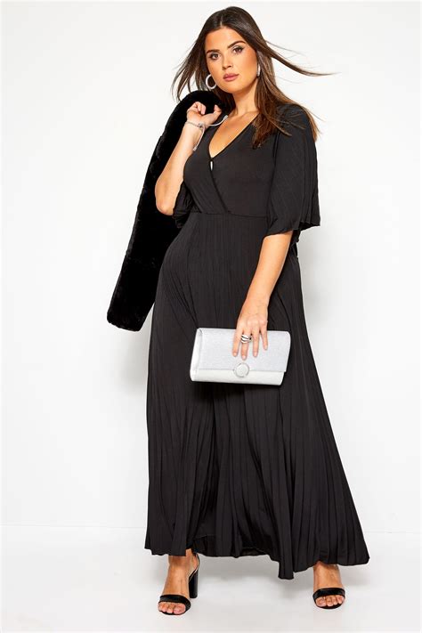 Yours London Black Pleated Maxi Dress Yours Clothing