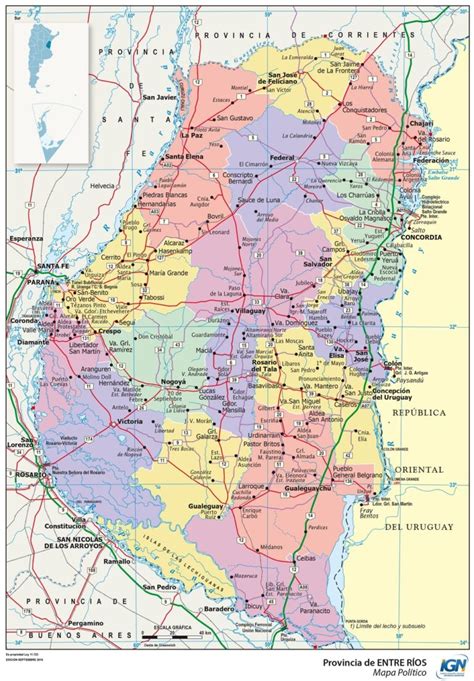 Mapa De Entre Ríos Provincia Departamentos Turístico Descargar E