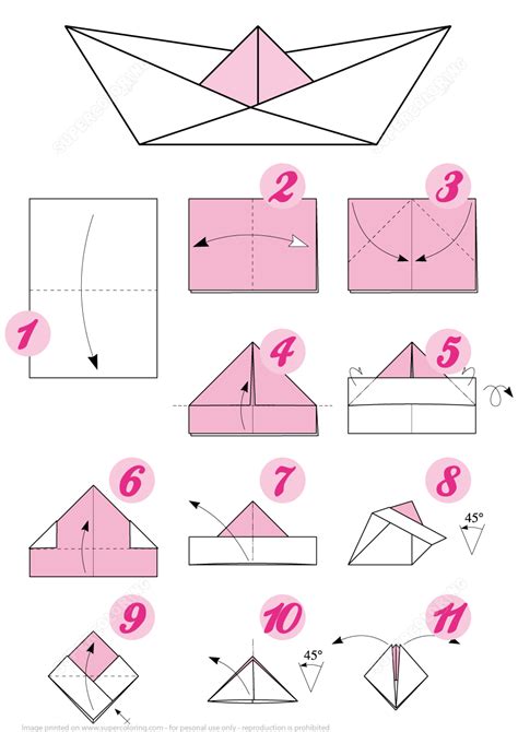 Origami Boat Instructions Free Printable Papercraft Templates