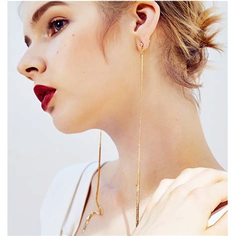 Ae Canfly Attractive Extra Long Chain Tassel Earring Temperament Dangle