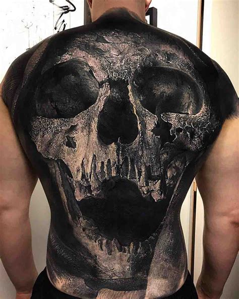 Grey Skull Tattoo On Full Back Best Tattoo Ideas Gallery