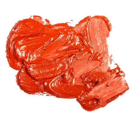 Stain Of Red Orange Oil Paint On A White Stock Image Image Of Gouache