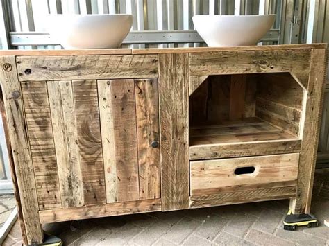 Reuse wood pallets to create rustic wood shelves project | the homestead survival. Pallet Bathroom Cabinet Designs - Pallets Pro
