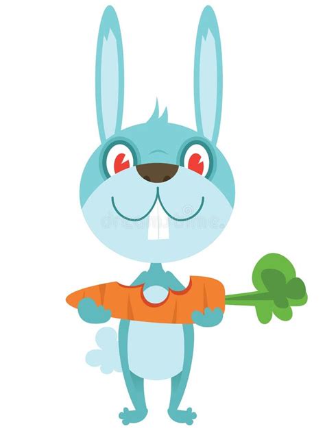 Happy Rabbit With Carrot Stock Vector Illustration Of Cartoon