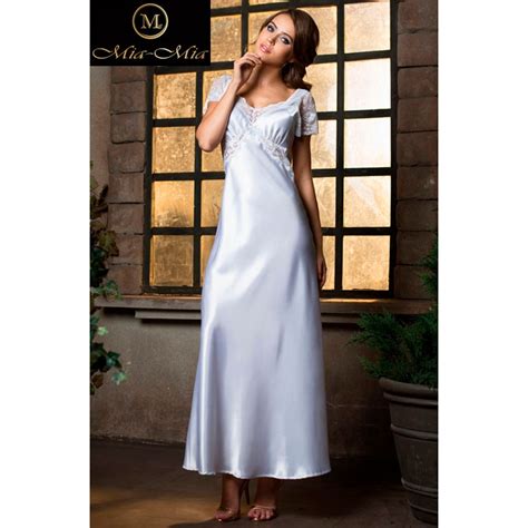 Women Female Silk Satin Nightgown White Sexy Wedding Mm917258 Mia Mia