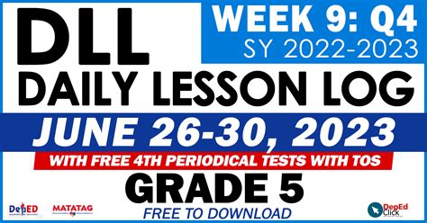 Grade Daily Lesson Log Quarter Week June Deped Click