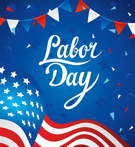 Happy Labor Day Holiday Celebration Banner With Usa Flag 2024057 Vector