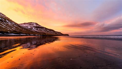 Black Sand Beach Sunset Timelapse In Iceland Stock Footage Sbv