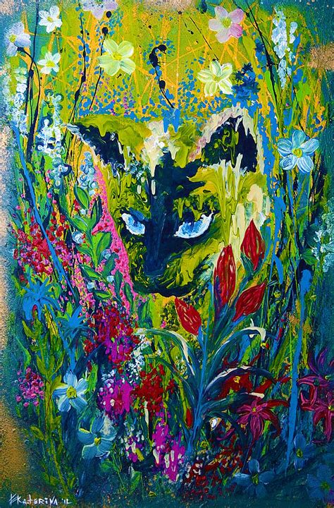 Garden Hunter Cat Painting Painting By Ekaterina Chernova Fine Art America