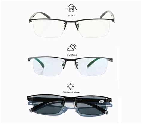 men s half rimless photochromic reading glasses 1 0~ 4 0 eyewear single vision ebay