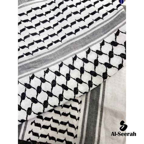 Palestine Scarf Keffiyeh Rumaal Gamcha Black And White Pattern Uni Sex By Al Seerah Etsy