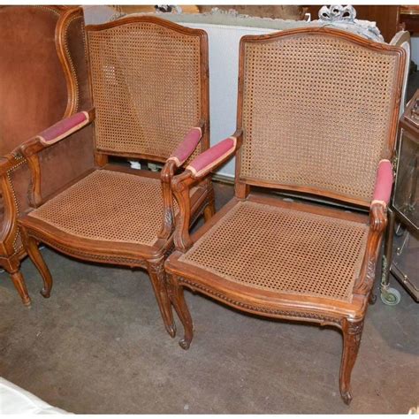 Stock includes english three seater sofa, french fauteuil, regency sofas, swedish chair and french armchairs. Pair of Antique French Caned Armchairs For Sale at 1stdibs
