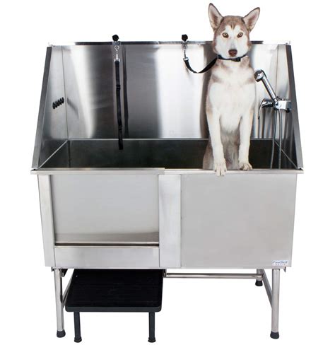 Pawbest Stainless Steel Dog Grooming Bath Tub With Ramp Faucet Hoses