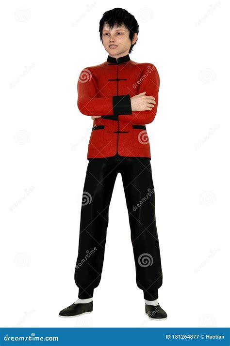 Young Chinese Boy In Kung Fu Attire Stock Illustration Illustration