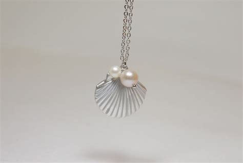 Seashell With Pearl Locket Shell Locket Necklace T For Etsy
