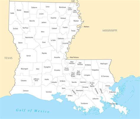 Louisiana Parish Map With Cities