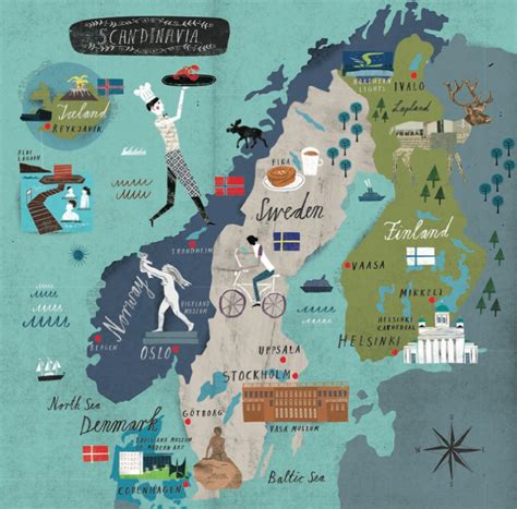 Scandinavian Map By Martin Haake Illustrated Map Scandinavia Travel