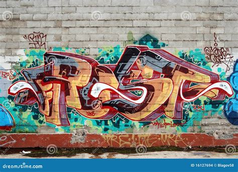 A Wall Vandalized With Street Graffiti Art Editorial Stock Image