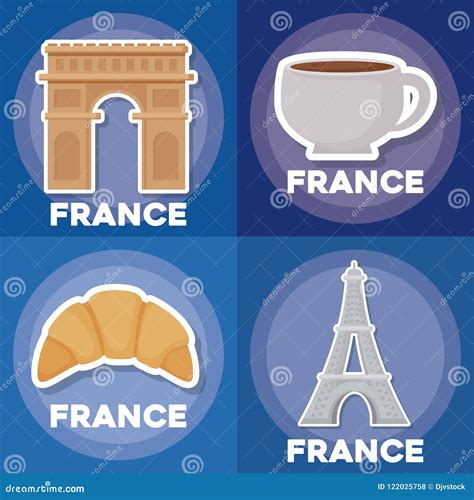 France Icon Set Stock Vector Illustration Of Tourism 122025758