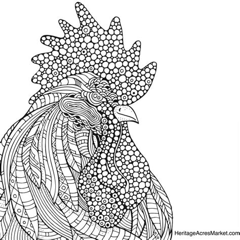 Zentangle Rooster Head Coloring Page For Adult ColoringBay