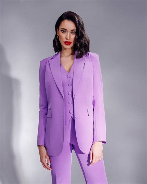 Lavender Formal Pantsuit For Women Business Women Suit With Vest