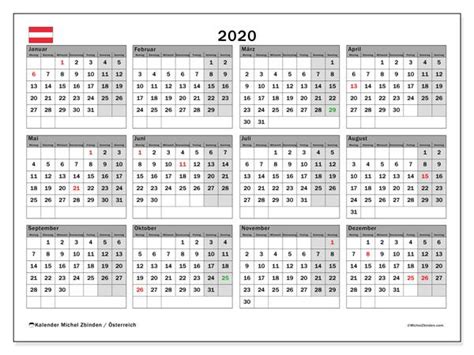 Alles auf dickeres papier drucken, alle blätter mit dem locher. Kalender "Österreich" 2020 zum ausdrucken | Kalender ...