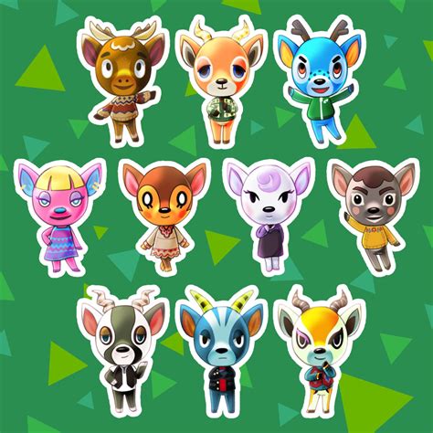 Animal Crossing Deer Villagers Matte Vinyl Stickers Etsy