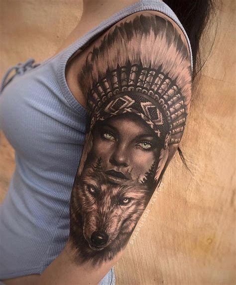 Native Wolf Tattoo With Glowing Eyes Tattoo Done By Minustattoo In