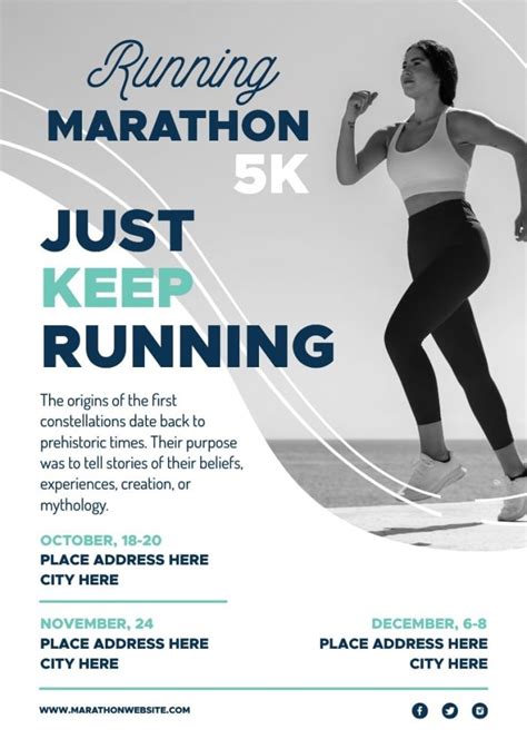 Edit This Modern Minimalist Running Marathon 5k Flyer Template For Free