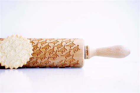 Cats Embossing Rolling Pin Laser Engraved Rolling Pin By