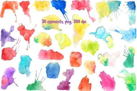 Watercolor Blotches And Splatters Blotcheswatercolorobjects